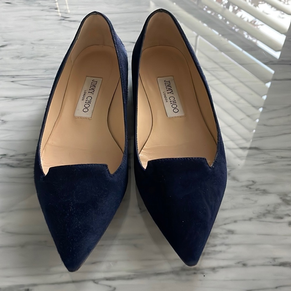 Jimmy Choo blue suede flats